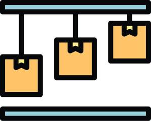 Poster - Mass production process icon outline vector. Factory assembly. Industry conveyor color flat