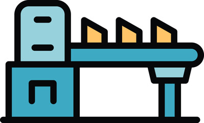 Poster - Manufacturing flow icon outline vector. Factory process. Delivery chain color flat