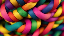 Colorful Elastic Bands Or Rope As A Background. Close Up. Macro.