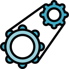 Poster - Industry gear icon outline vector. Work engine. Machinery tool color flat