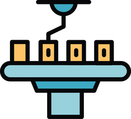 Poster - Serial manufacturing icon outline vector. Process production. Factory conveyor color flat