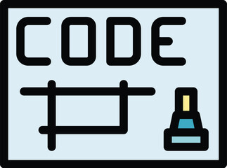 Poster - Cnc machine code icon outline vector. Work tool. Industry laser color flat