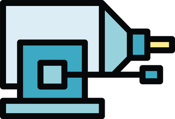 Poster - Cnc machine equipment icon outline vector. Work tool. Factory steel color flat