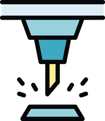 Poster - Work cnc machine icon outline vector. Industry tool. Laser equipment color flat