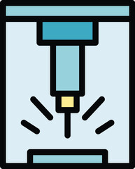 Poster - Manufacturing cnc machine icon outline vector. Work tool. Lathe equipment color flat