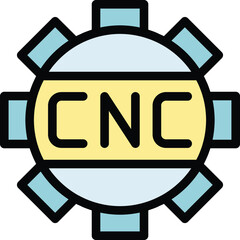 Poster - Cnc machine gear icon outline vector. Work tool. Lathe equipment color flat