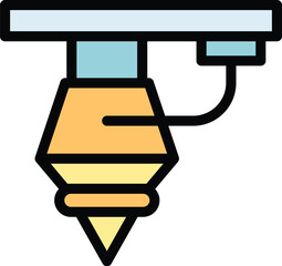 Poster - Industrial cnc machine icon outline vector. Work tool. Lathe equipment color flat