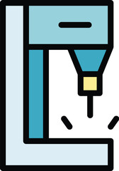 Poster - Hydraulic cnc machine icon outline vector. Work tool. Laser factory color flat