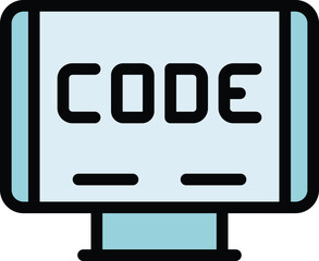 Poster - Cnc machine code icon outline vector. Work tool. Laser factory color flat