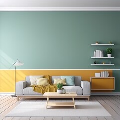 Poster - two tone color wall background modern living room