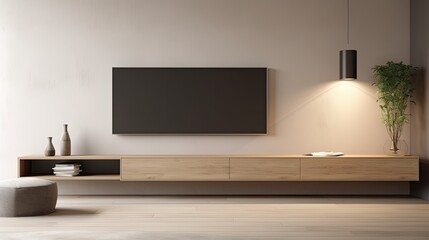 Wall Mural - simple minimal cabinet tv interior wall