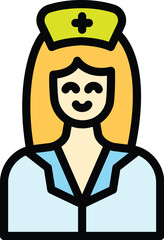 Poster - Medical nurse icon outline vector. Doctor care. Healthcare team color flat