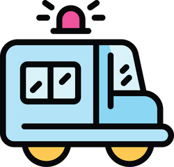 Poster - Ambulance car icon outline vector. Medical emergency. Hospital vehicle color flat
