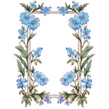 Blue Floral Frame Vintage Blue Green Flowers Border