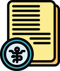 Poster - Medical receipt icon outline vector. Doctor prescription. Health care color flat