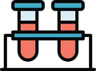 Poster - Clinical test tube icon outline vector. Medical lab. Blood analysis color flat