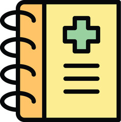 Poster - Medical notebook icon outline vector. Doctor document. Hospital data color flat