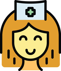 Poster - Doctor woman icon outline vector. Patient healthcare. Nurse service color flat