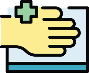 Poster - Health examination icon outline vector. Patient healthcare. Body checkup color flat