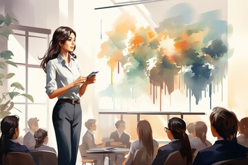 Wall Mural - college female teacher, generative ai