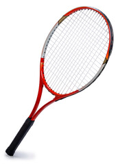 Wall Mural - Red Tennis racket sports equipment isolated on white With work path.