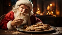 Santa With His Christmas Cookies. Generative AI. 