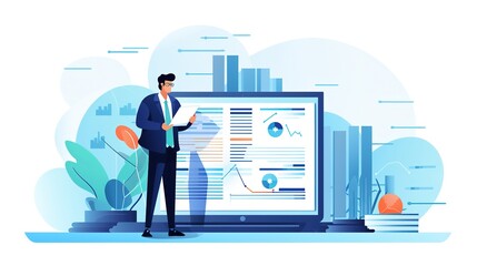 Canvas Print - Business analyst checking in financial statement for audit internal control system. Accounting and Financial with generative ai