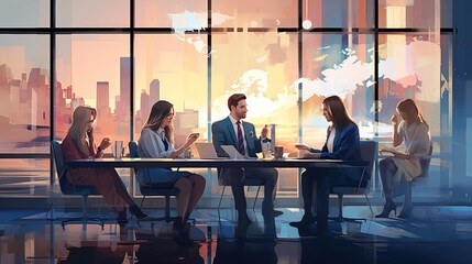 Sticker - Business People Office Working Discussion Team Concept with generative ai