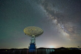 Fototapeta  - Radio telescopes and the Milky Way at night ,  Milky way panorama