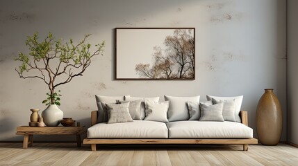 Wall Mural - Modern luxury spacious penthouse living room interior design with comfortable sofa, coffee table