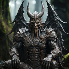 Demon Statue With Horns And Wings, Wallpaper Background Image, Satan, Lucifer, Leviathan