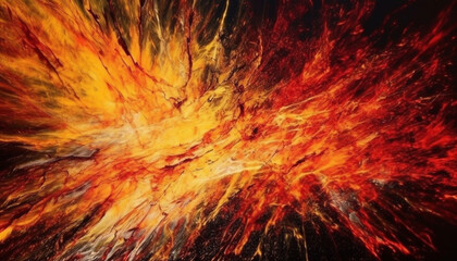 Wall Mural - Glowing fractal pattern igniting fiery inferno in futuristic space generated by AI