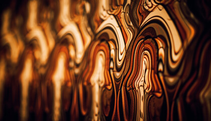 Poster - Abstract golden fractal shapes create a modern ornate backdrop generated by AI