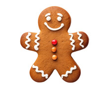 Traditional Christmas Cookie - Gingerbread Man, Isolated On Transparent Background, Generative AI
