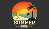 Fototapeta Zachód słońca - Summer Time T-Shirt Design