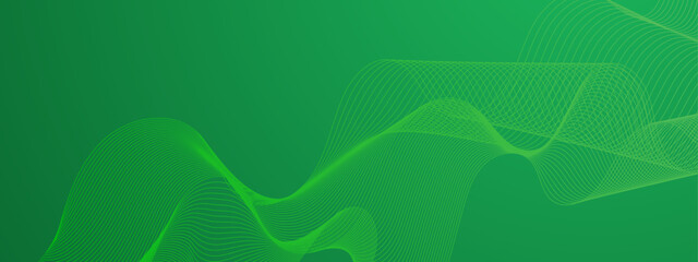 Wall Mural - Illustration vector abstract wave motion pattern and dynamic mesh line on green background. Modern futuristic design for background or wallpaper. Digital cyberspace, high tech, technology concept