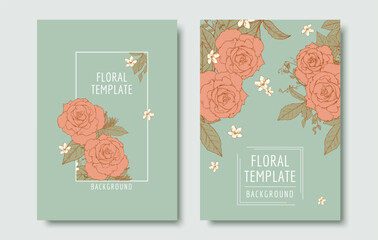 Wall Mural - Vintage style rose printable set