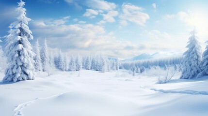 Beautiful Winter Wallpaper. Snowy Landscape Backdrop Illustration. Generative AI.