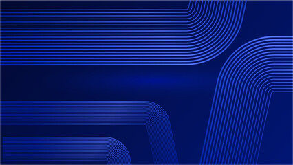 Abstract luxury golden lines curved overlapping on dark blue background. Template premium award design.