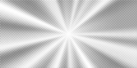 Poster - Sun rays halftone background. White and grey radial abstract comic pattern. Vector explosion abstract lines backdrop