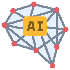 Wall Mural - neural network flat style icon