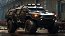 An Armored SUV For Military Use, Fortified For Maximum Protection And Efficiency. Generative AI