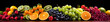 Fresh fruits assorted fruits colorful background.Vitamins natural nutrition + incredibly detailed, sharpen, details + professional lighting, film lighting + lightroom + cinematography + artstation	