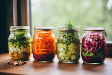 Preserving Jars With Various Salads.
