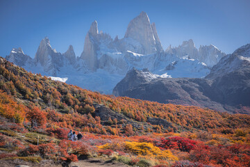 autumn in el chaltén with fitzroy peak in the background