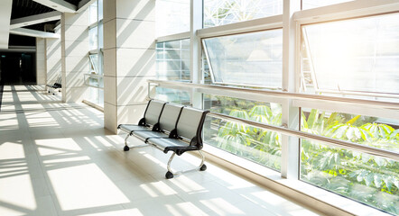 Wall Mural - Row of chairs in modern office building