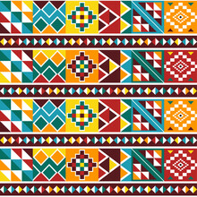 Kente Tribal African Seamless Vector Pattern With Geometric Shapes,  Nwentoma Textile Style From Ghana
