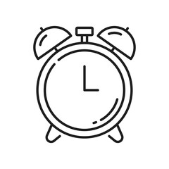 Aufkleber - Alarm vector icon, isolated outline ringing clock. Vector wake up symbol, retro watch sign. Vintage mechanical clock, alarm-clock stopwatch