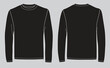 Men's long sleeve black t-shirt with front and back views 