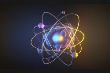 Wall Mural - atomic nucleus electrons neutrons protons. model shows that an atom is mostly empty space, with elec